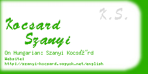 kocsard szanyi business card